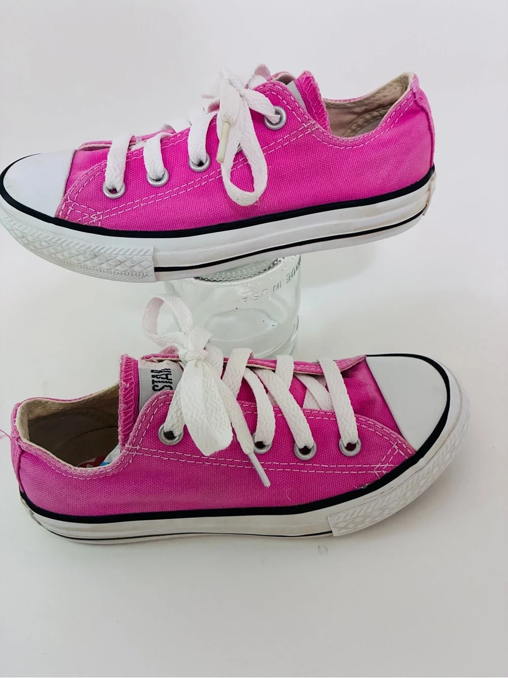 Kids Hot Pink Converse Canvas Lace-Up Sneakers